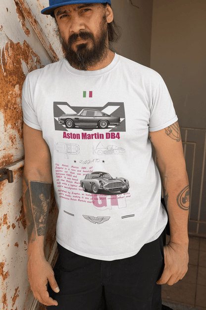 Aston Martin DB4 Graphic T-Shirt — Blueprint + Photo