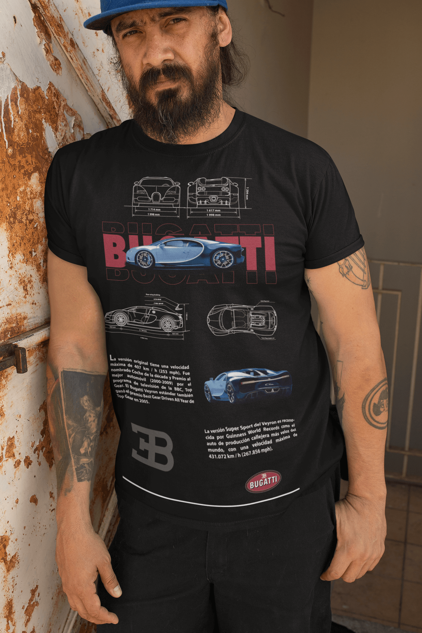Bugatti Veyron & Chiron Evolution Custom Graphic Tee - Personalized Hypercar Blueprint Shirt