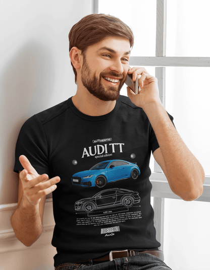 Audi TT Graphic T-Shirt — Photo & Line Sketch
