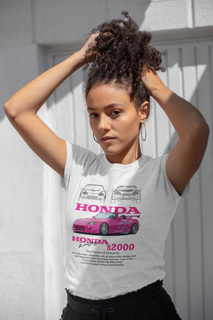 Honda S2000 Graphic T-Shirt — Photo & Line Sketch (Pink)