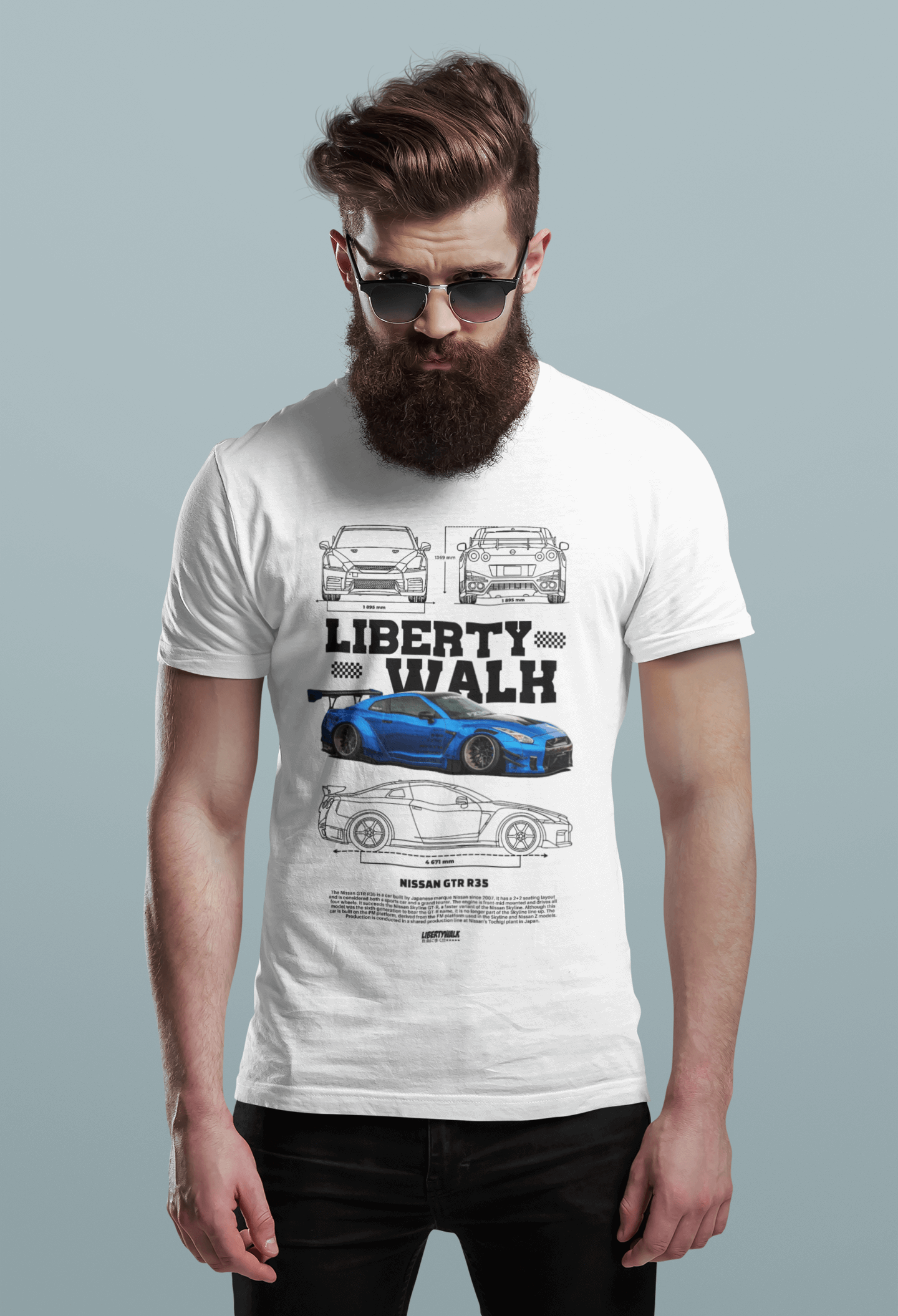 Nissan GT-R R35 Liberty Walk Graphic T-Shirt — Blueprint Widebody JDM Style