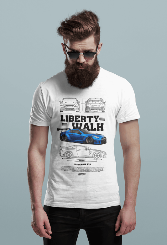 Nissan GT-R R35 Liberty Walk Graphic T-Shirt — Blueprint Widebody JDM Style