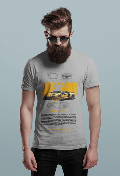 Lamborghini Aventador Graphic T-Shirt — Photo & Line Sketch