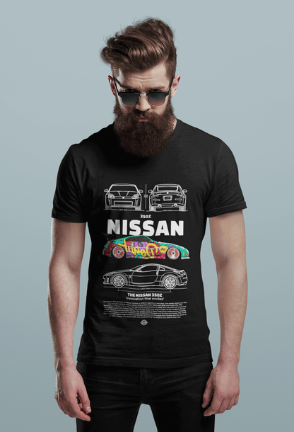 Nissan 350Z White Graphic T-Shirt — Graffiti Blueprint JDM Style