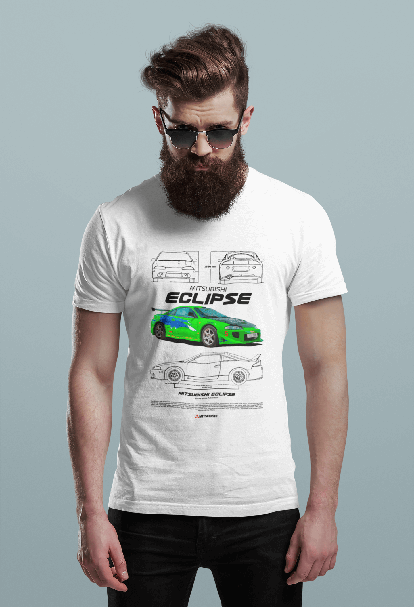 Mitsubishi Eclipse JDM T-Shirt — Blueprint & Movie Car Artwork