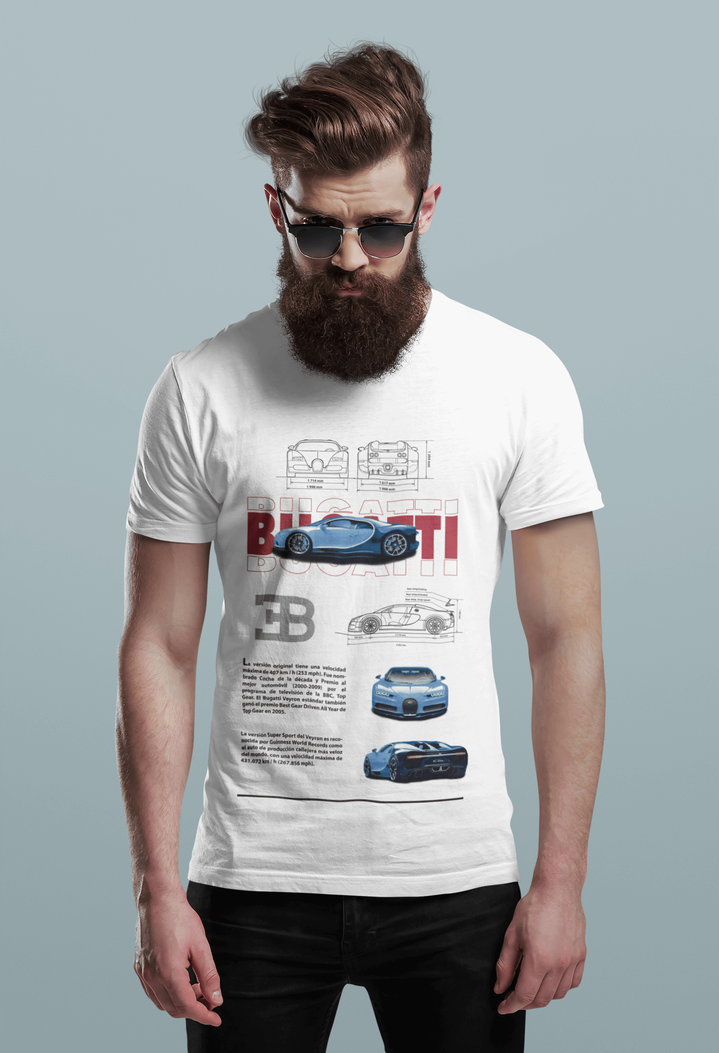Bugatti Veyron & Chiron Evolution Custom Graphic Tee - Personalized Hypercar Blueprint Shirt