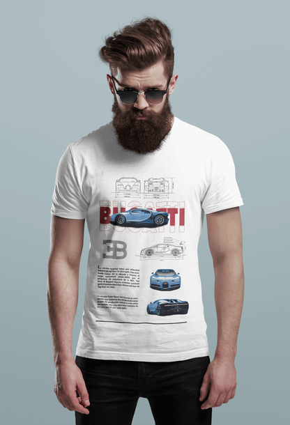 Bugatti Veyron & Chiron Evolution Custom Graphic Tee - Personalized Hypercar Blueprint Shirt