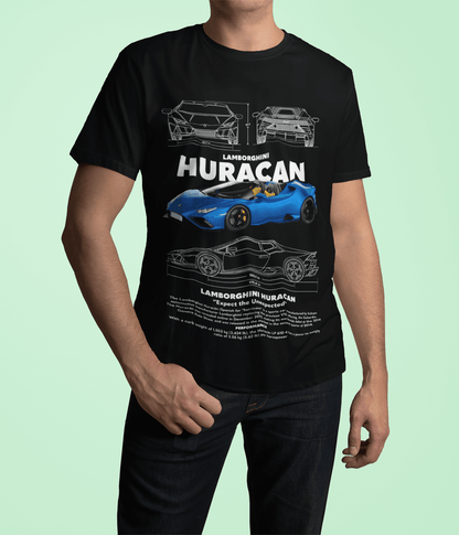 Lamborghini Huracan Spyder Graphic T-Shirt — Photo & Line Sketch