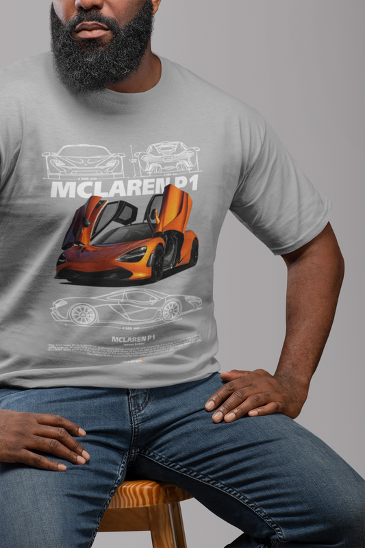 McLaren P1 Graphic T-Shirt — Photo & Line Sketch