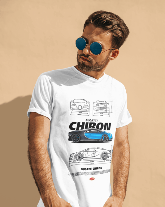Bugatti Chiron Graphic T-Shirt — Photo & Line Sketch