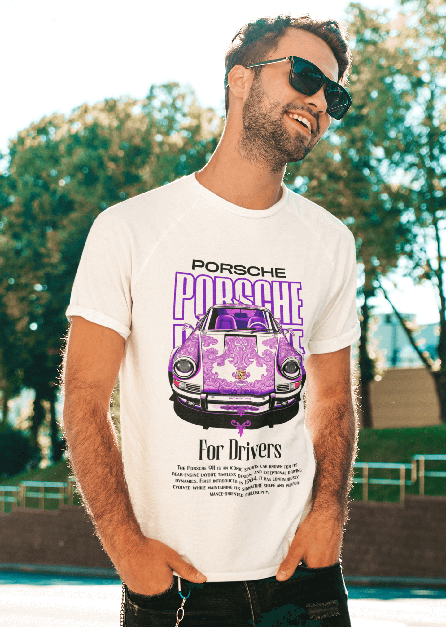 Classic Porsche 911 Graphic Tee — Purple Baroque For Drivers Poster