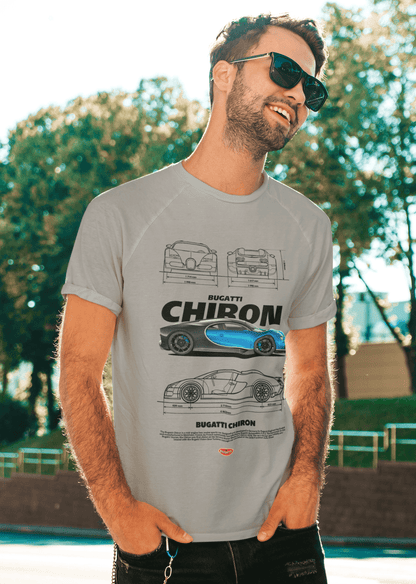 Bugatti Chiron Custom Graphic Tee - Personalized Hypercar Technical Blueprint Shirt