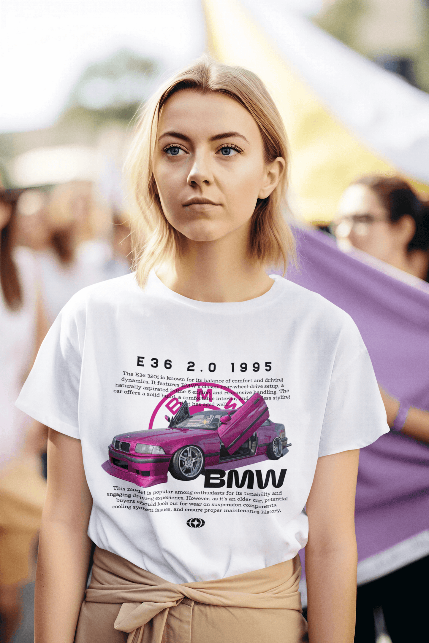 BMW E36 Classic Custom Graphic Tee - Personalized "90s Icon" Technical Blueprint Shirt