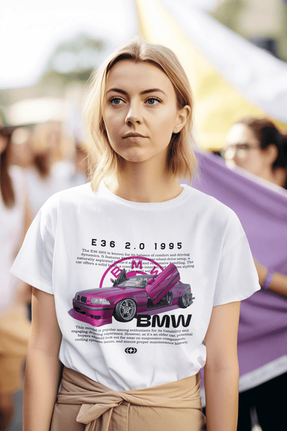 BMW E36 Classic Custom Graphic Tee - Personalized "90s Icon" Technical Blueprint Shirt