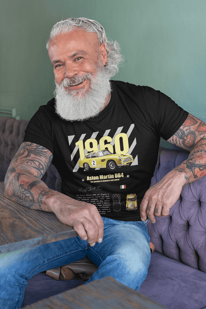 Aston Martin DB4 (1960) Graphic T-Shirt — Racing Poster + Photo