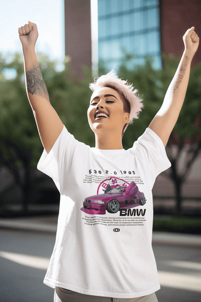 BMW E36 Classic Custom Graphic Tee - Personalized "90s Icon" Technical Blueprint Shirt