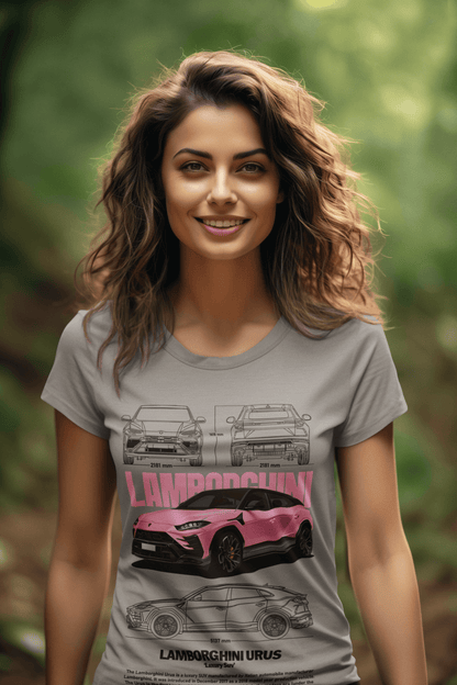 Lamborghini Urus Graphic T-Shirt — Photo & Line Sketch
