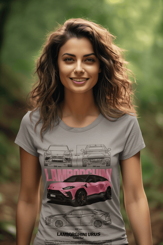Lamborghini Urus Graphic T-Shirt — Photo & Line Sketch