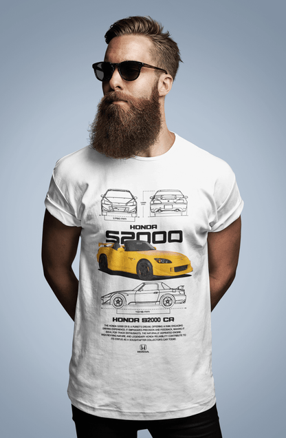 Honda S2000 CR Graphic T-Shirt — Photo & Line Sketch