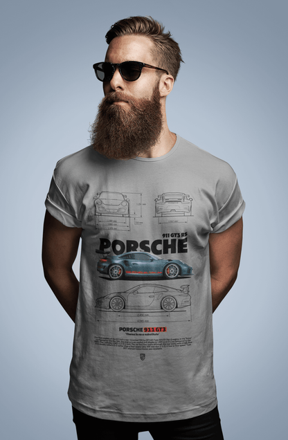 Porsche 911 GT3 RS Graphic T-Shirt — Blueprint Dimensions Poster