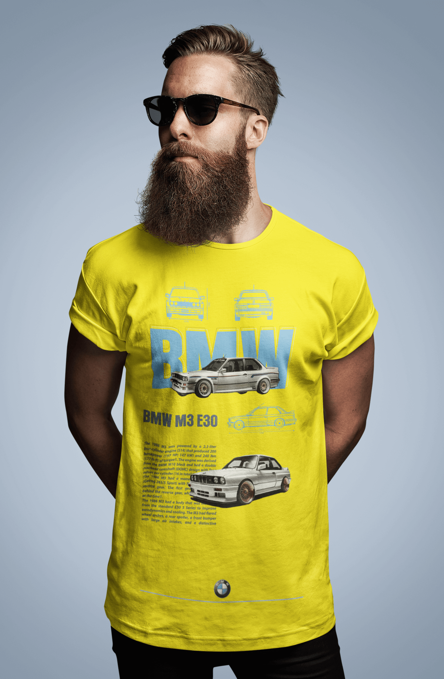 T-shirt graphique personnalisé BMW M3 E30 Heritage - T-shirt avec affiche personnalisée « Parrain de la M » 