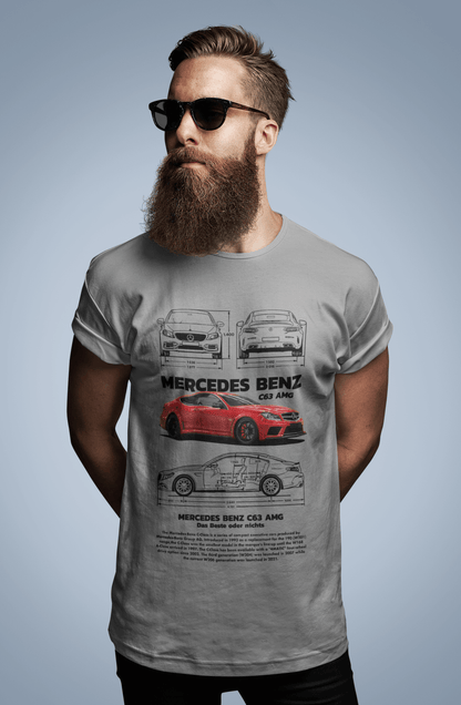 Mercedes‑Benz C63 AMG Graphic T‑Shirt — Photo & Line Sketch