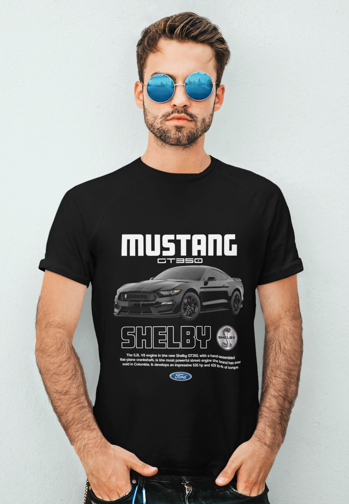 Ford Mustang GT350 Shelby Graphic T‑Shirt — Photo Poster Artwork