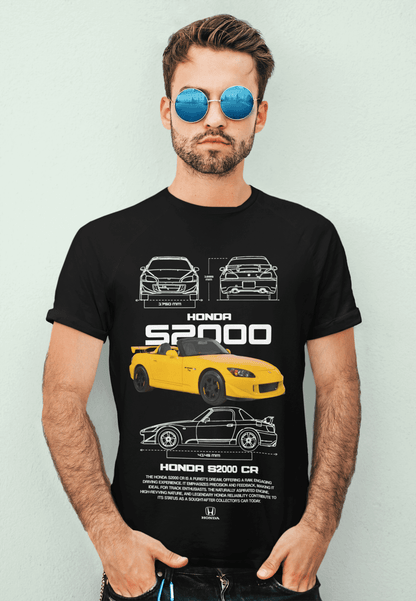 Honda S2000 CR Graphic T-Shirt — Photo & Line Sketch
