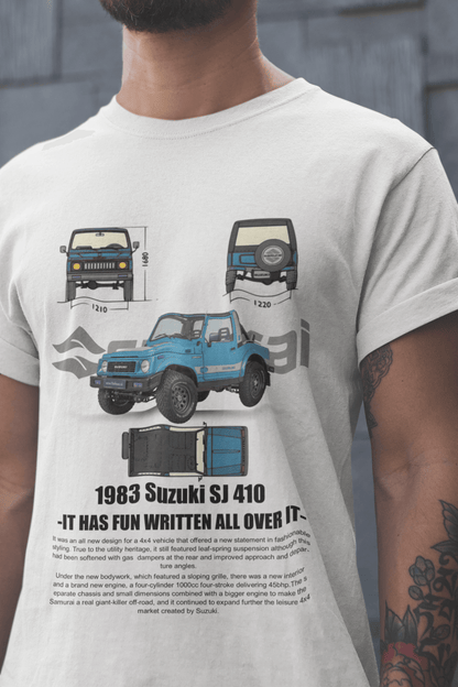 1983 Suzuki SJ 410 Graphic Tee — Blueprint Off-Road Fun Poster