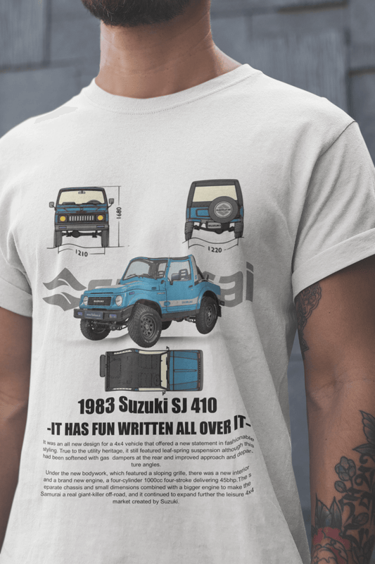 1983 Suzuki SJ 410 Graphic Tee — Blueprint Off-Road Fun Poster