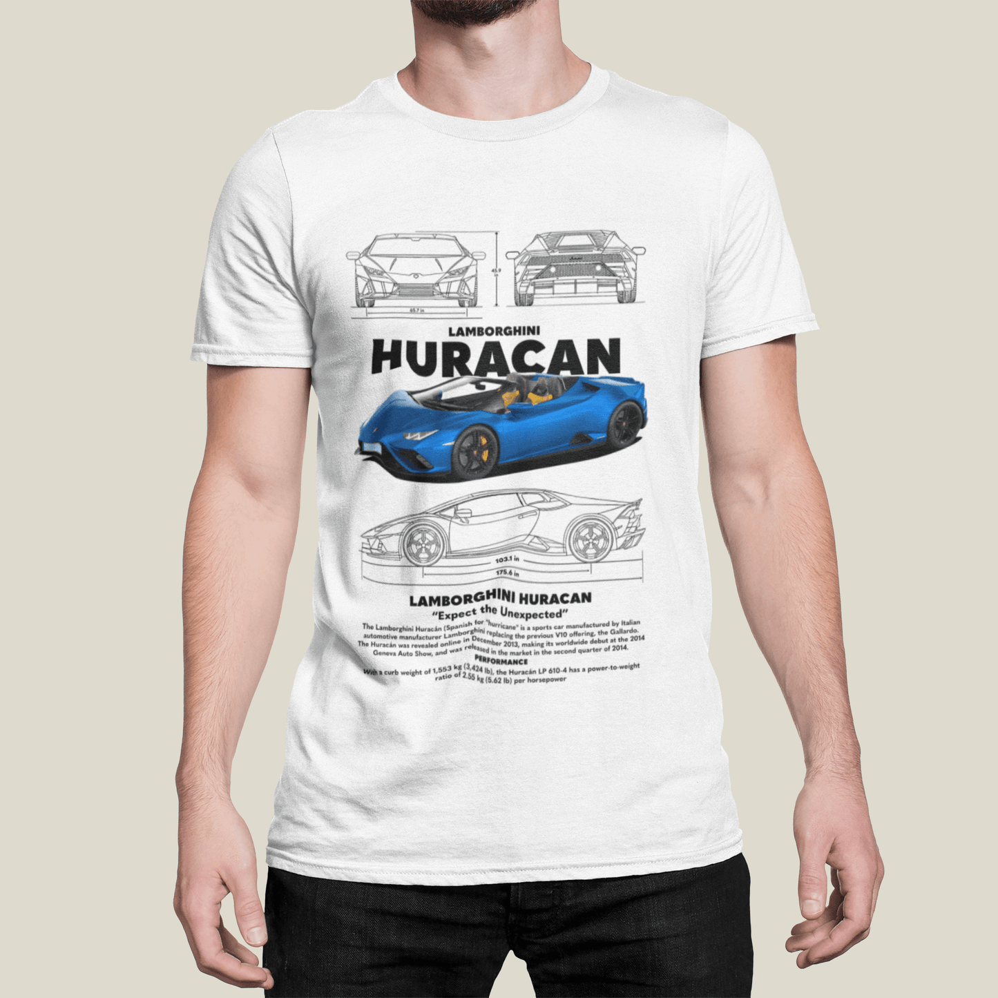 Lamborghini Huracan Spyder Graphic T-Shirt — Photo & Line Sketch