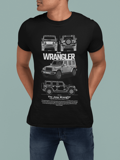 Jeep Wrangler Graphic T-Shirt — Photo & Line Sketch (Silver)