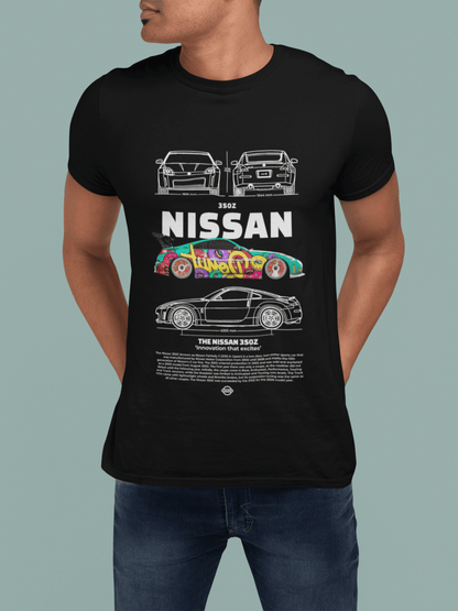 Nissan 350Z White Graphic T-Shirt — Graffiti Blueprint JDM Style