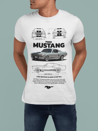 Ford Mustang Eleanor GT500 Graphic T-Shirt — Photo & Line Sketch
