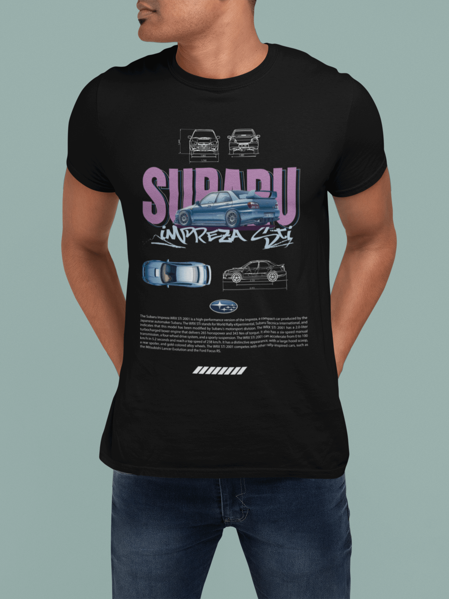 Subaru Impreza WRX STI Graphic Tee — Retro JDM Blueprint Poster