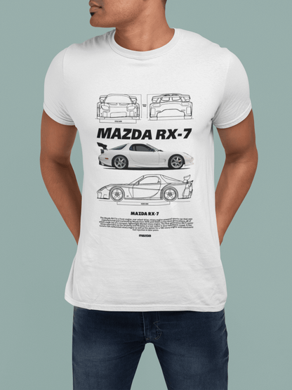 Mazda RX‑7 FD3S Graphic T-Shirt — Photo & Line Sketch