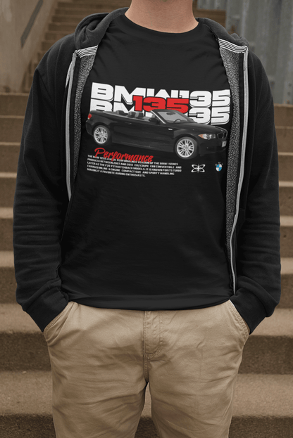BMW 135i (E82) Graphic T-Shirt — Racing Poster Artwork