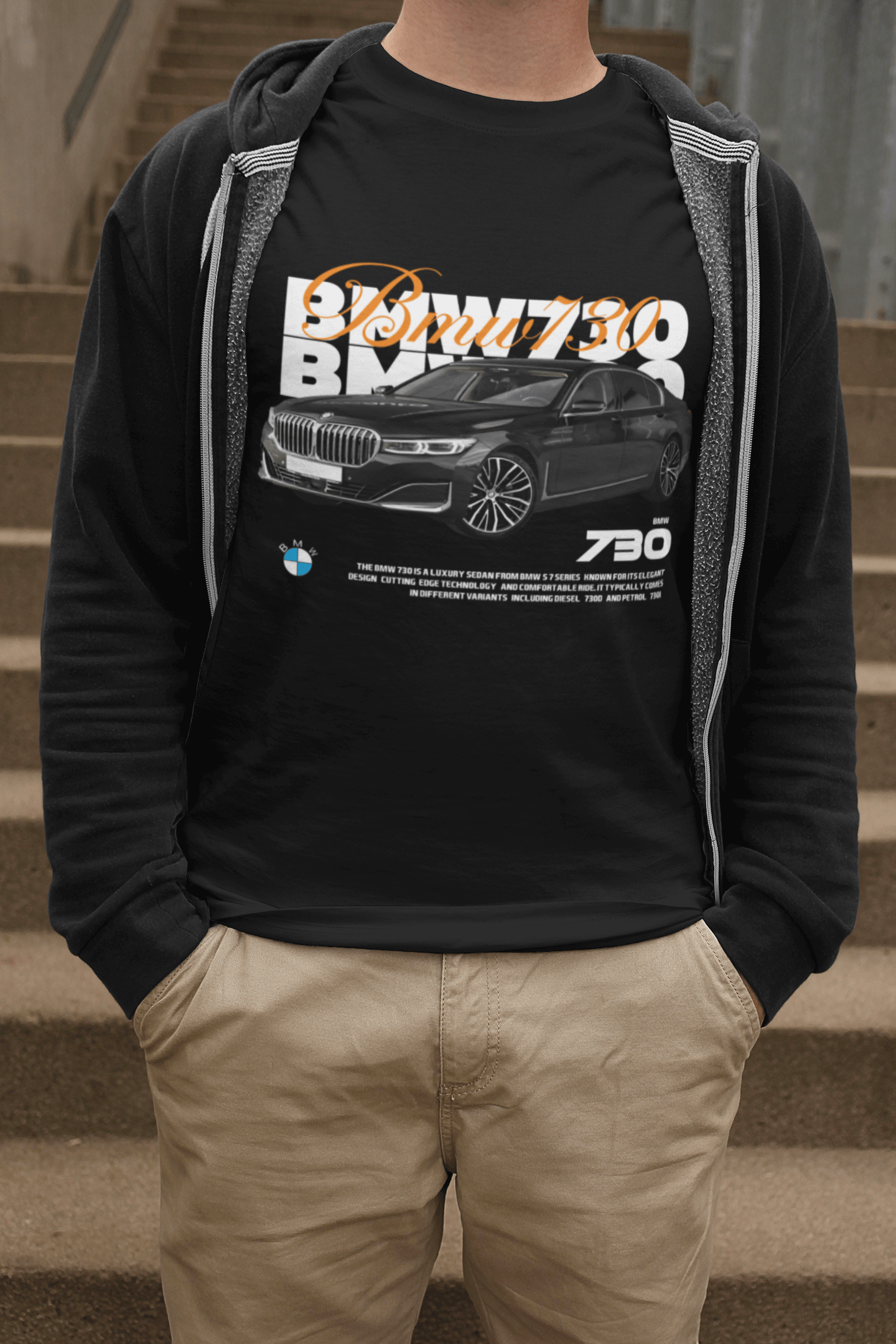 BMW 7 Series 730 Graphic T‑Shirt — Photo Poster Artwork