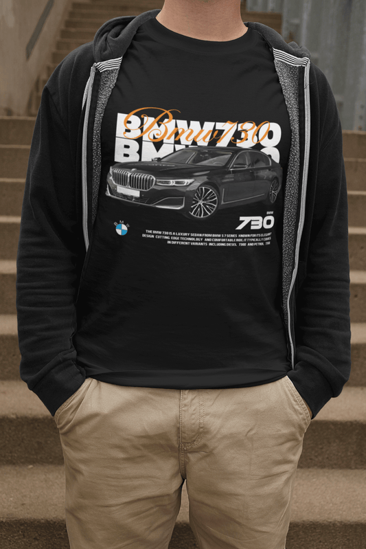 BMW 7 Series 730 Graphic T‑Shirt — Photo Poster Artwork