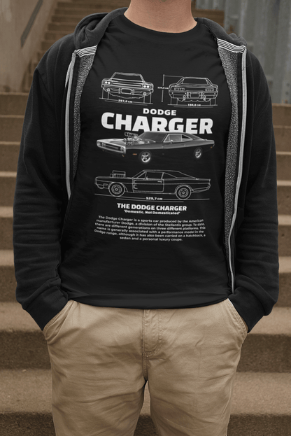 Dodge Charger Graphic T-Shirt — Photo & Line Sketch
