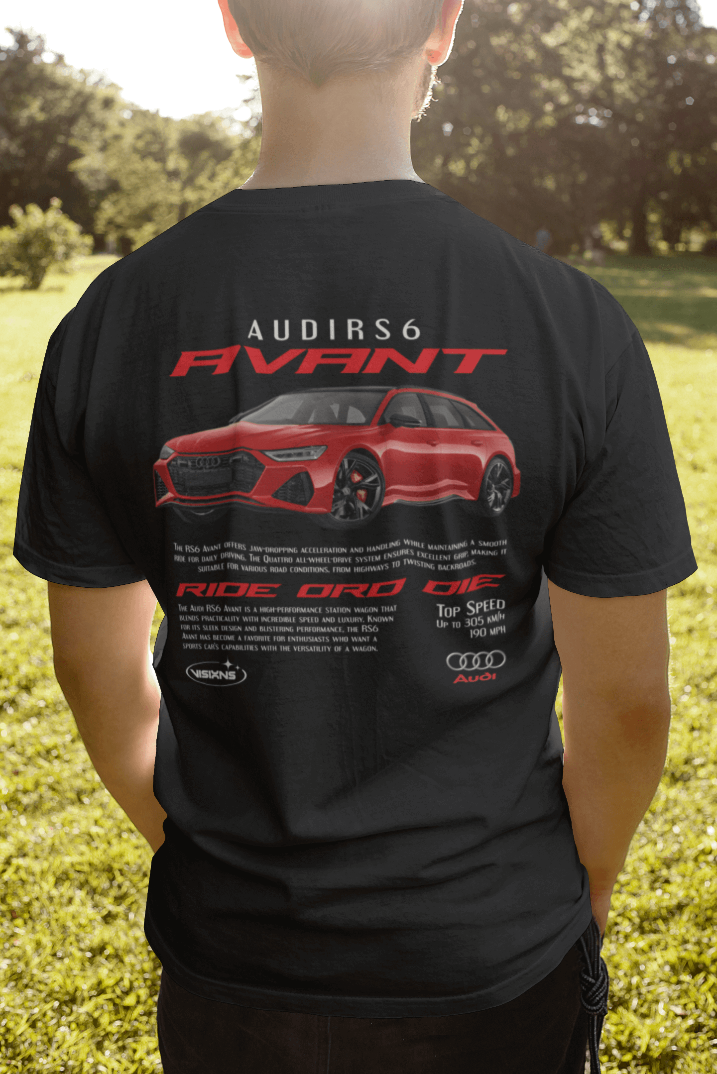 Audi RS6 Avant Graphic T-Shirt — Red Performance Poster
