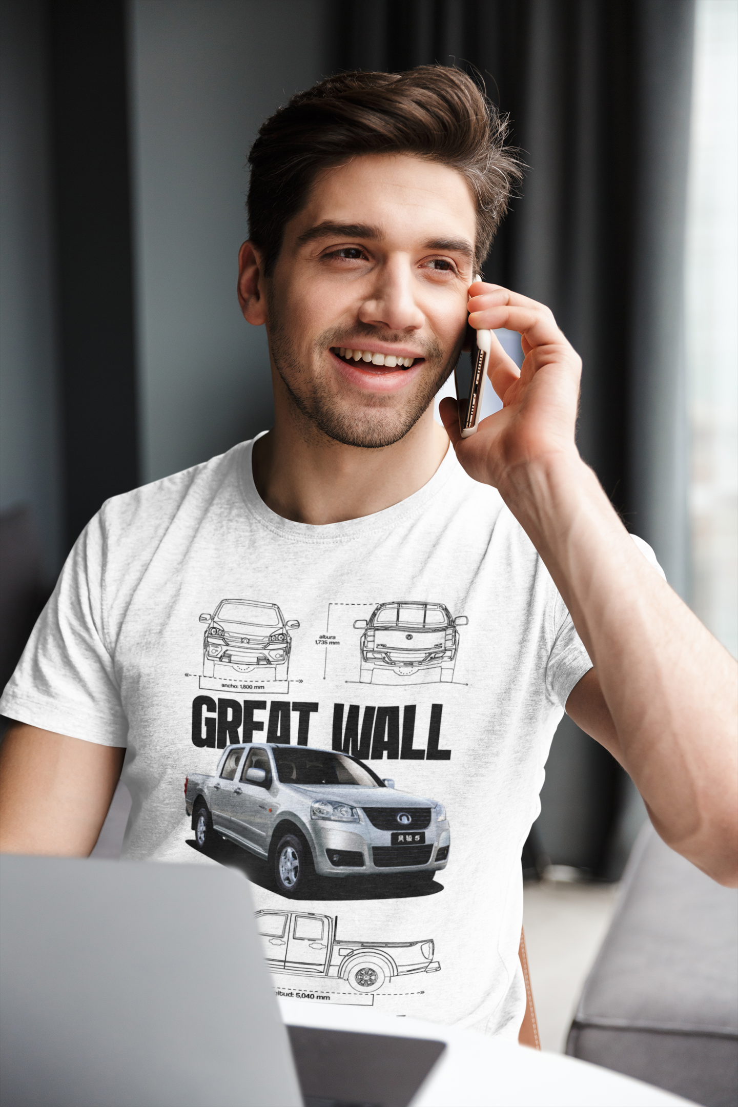 Great Wall Wingle 5 Graphic T‑Shirt — Photo & Line Sketch