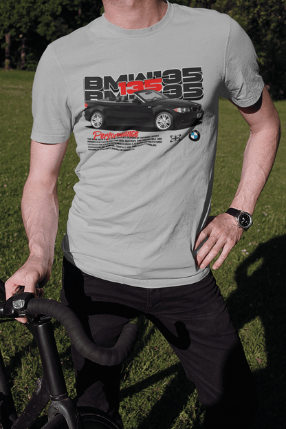 BMW 135i (E82) Graphic T-Shirt — Racing Poster Artwork