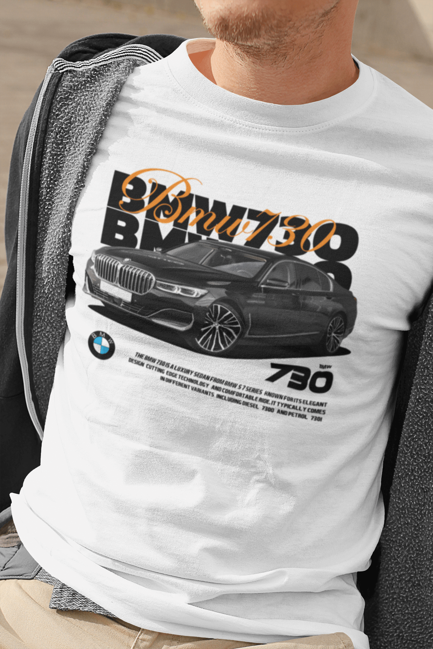 BMW 7 Series 730 Graphic T‑Shirt — Photo Poster Artwork