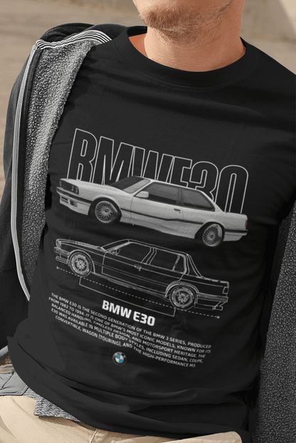 T-shirt graphique personnalisé BMW E30 Heritage - T-shirt technique personnalisé « Parrain de la M » 