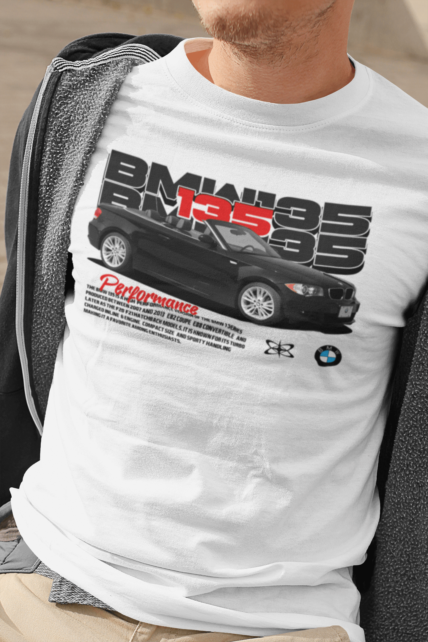 BMW 135i (E82) Graphic T-Shirt — Racing Poster Artwork