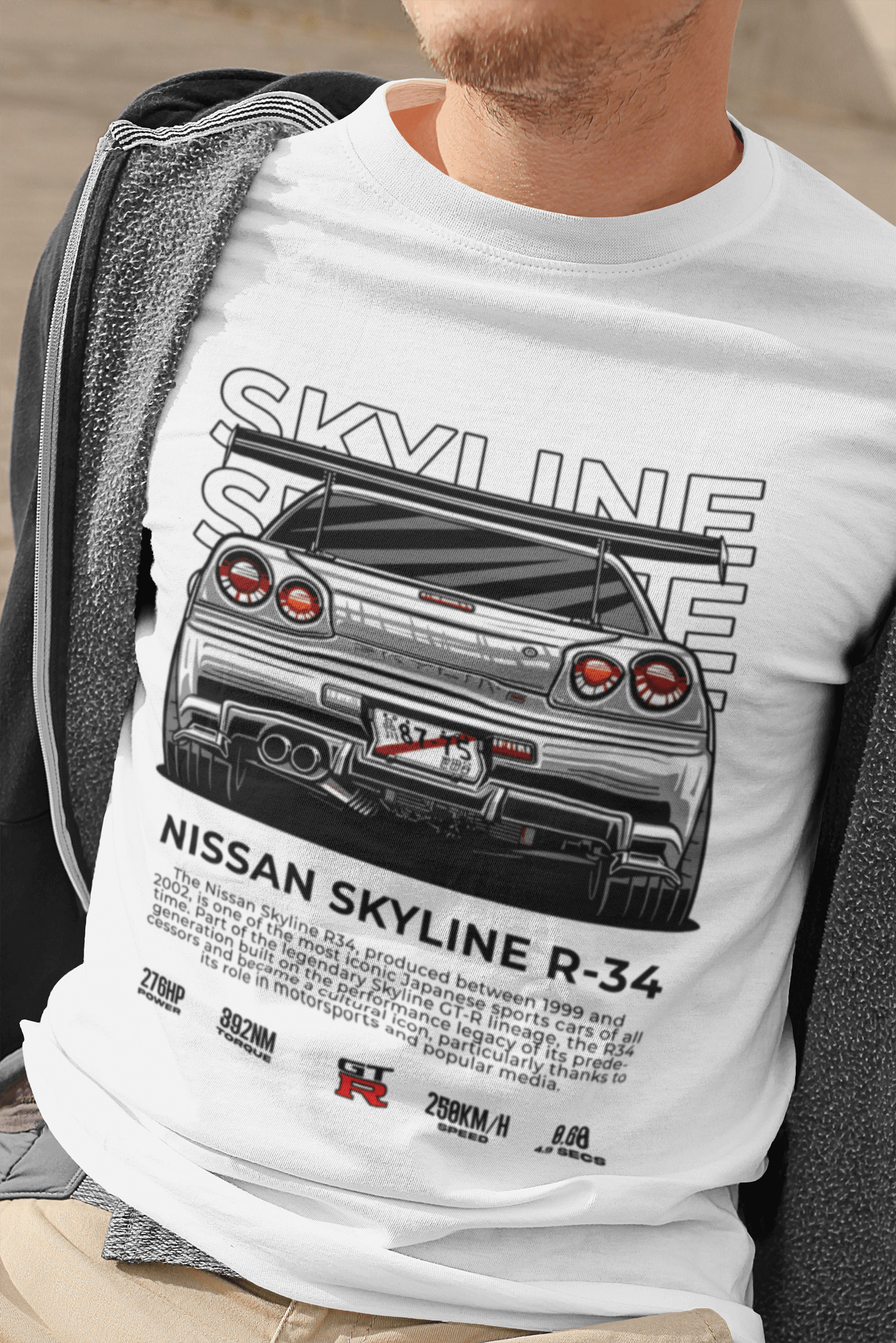 Nissan Silvia s14 Graphic T-Shirt — Rear View Illustration