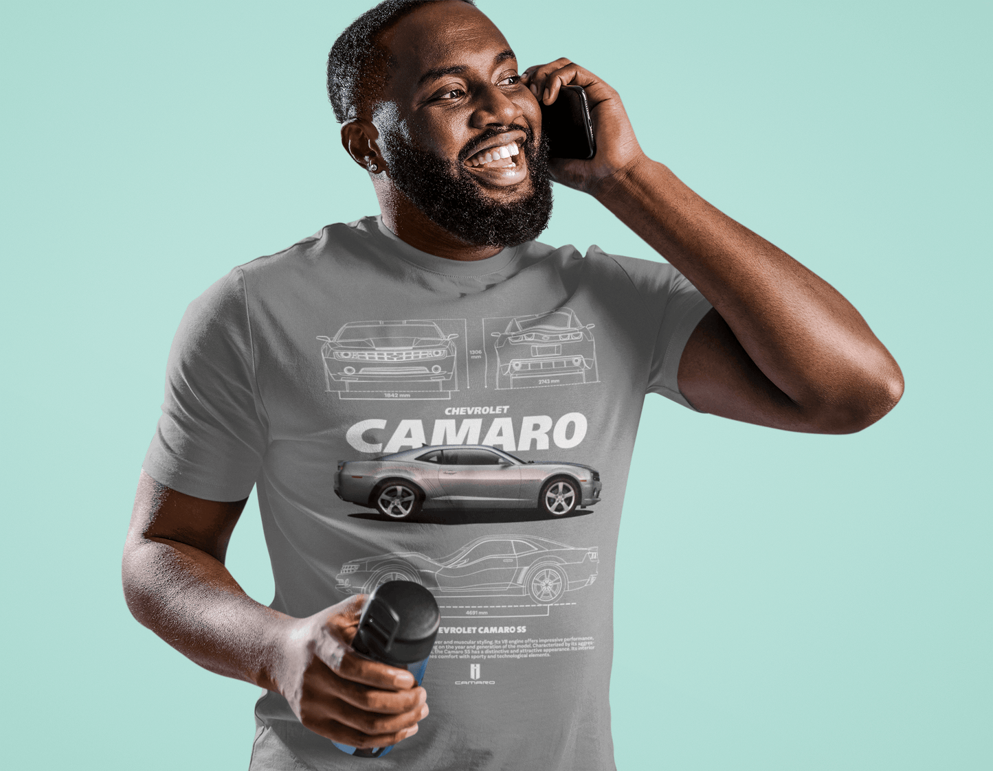 Custom Chevrolet Camaro SS Technical Blueprint Tee - Personalized Super Sport Muscle Graphic Shirt