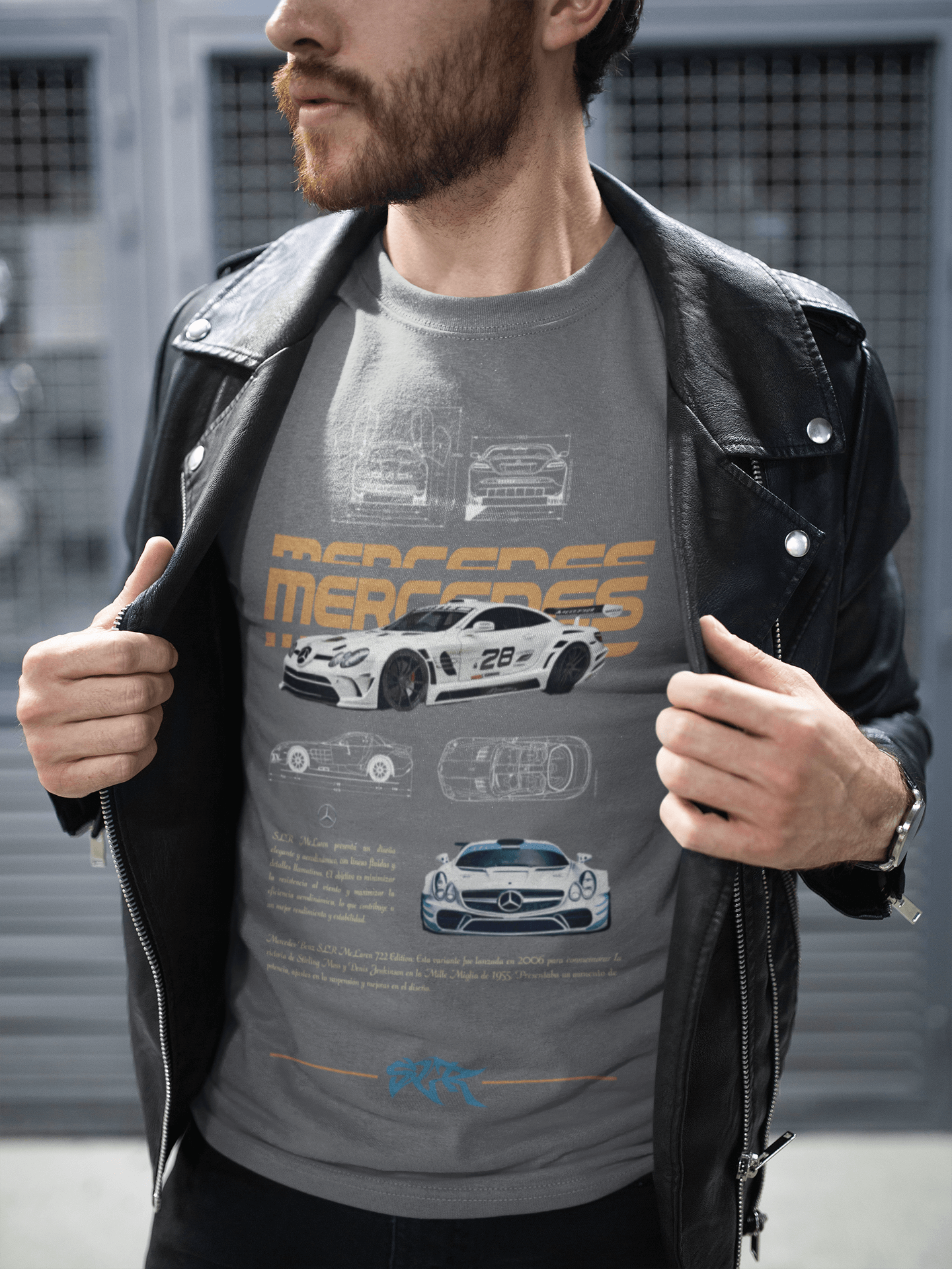 Mercedes-Benz SLR Graphic T-Shirt — Photo & Blueprint Illustration