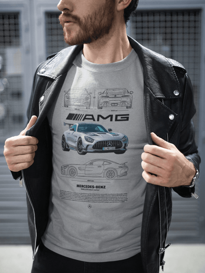 Mercedes-AMG GT R Blueprint Graphic T-Shirt — Poster Artwork